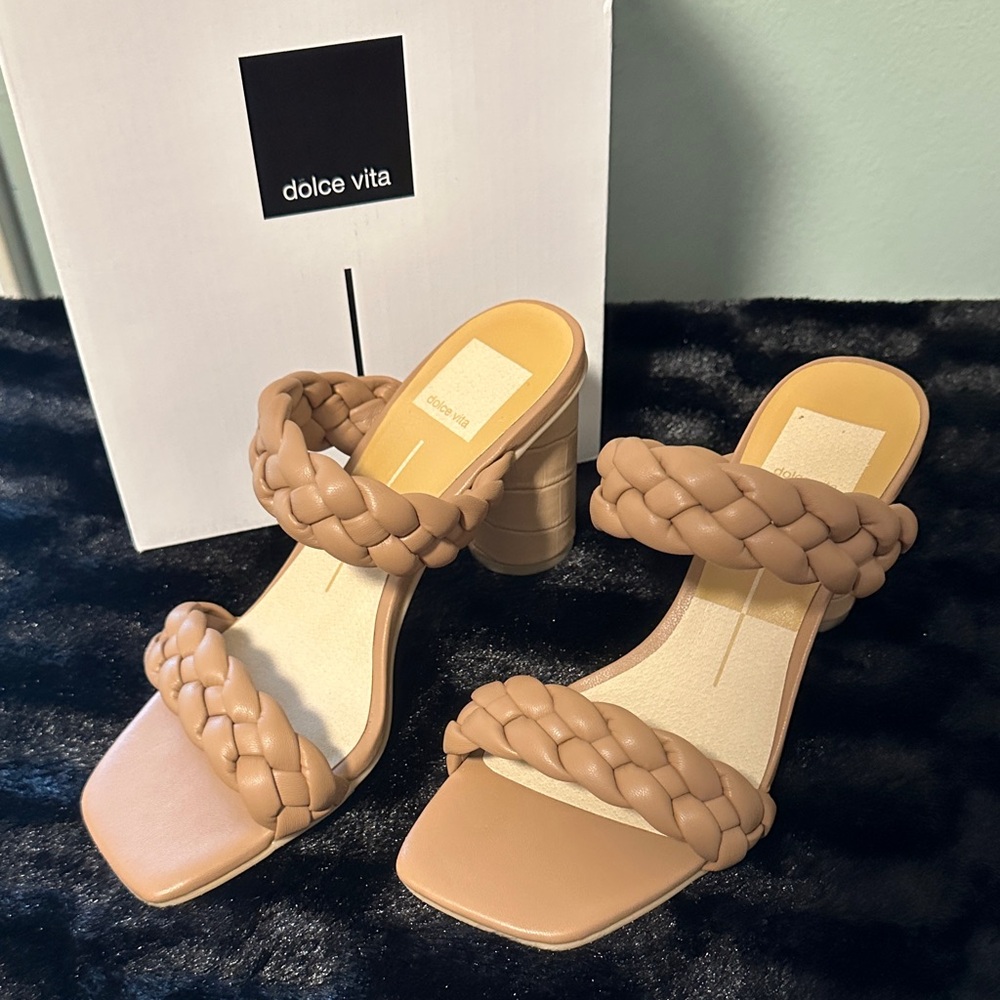 Dolce Vita Women's Tan Braided Heeled Sandals